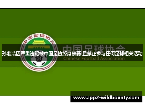 孙准浩因严重违纪被中国足协终身禁赛 且禁止参与任何足球相关活动